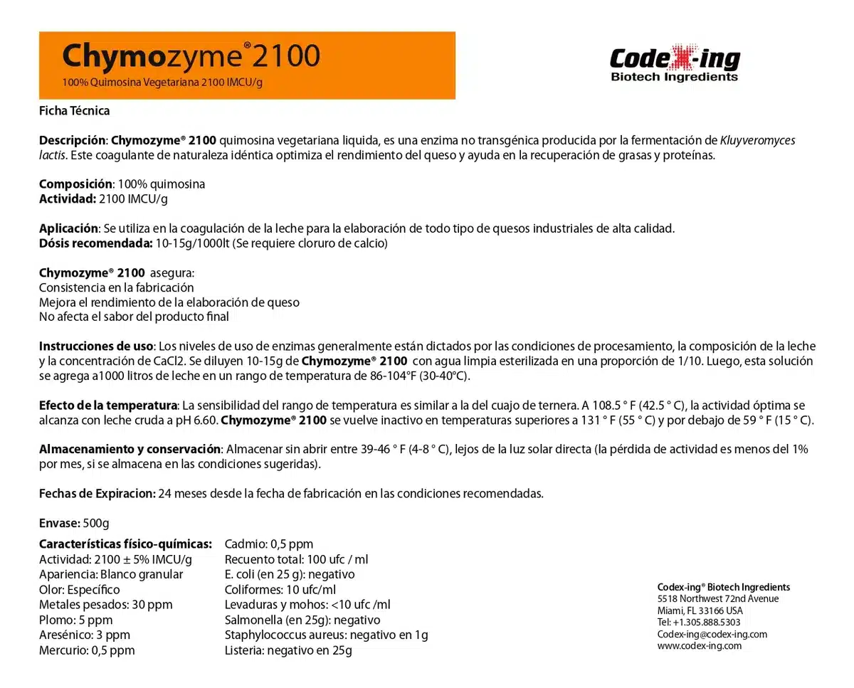 Chymozyme 2100 quimosina - Imagen 2