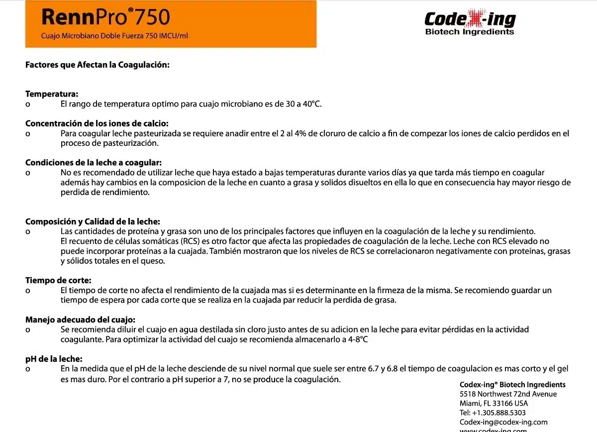 RennPro® 750 cuajo microbiano - Imagen 2